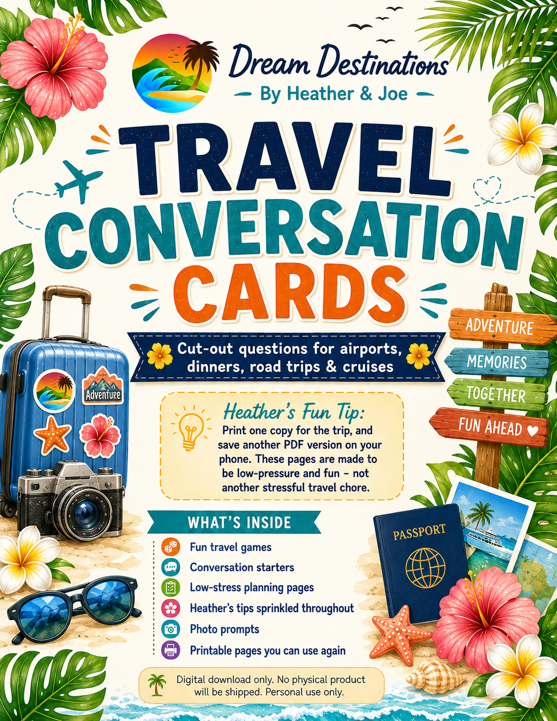 Travel Conversation Cards — Fully Illustrated Printable Game